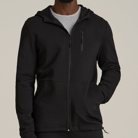American Tall Tall Men's Tech-Knit Long Track Jacket in Black Size LL / Tall / B - Picture 1 of 3